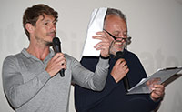 Giorgio Pasotti attore e regista con Steve Della Casa Direttore Artistico BAFF recita alcuni tratti del film Brancaleone