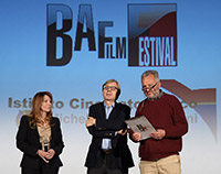Steve Della Casa Direttore Artistico BAFF presenta Vittorio Sgarbi e la regista  Maria Elisabetta Marelli 